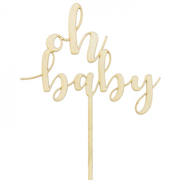 Cake Topper - oh baby - Wood